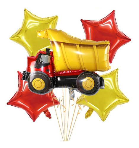 Globos Bouquet De Carro Dompe Fiesta De Niño Constricción 