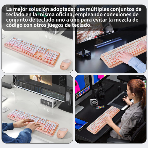 Kit Teclado Y Mouse Inalambrico Español Usb For Laptop Pc Teclado Naranja