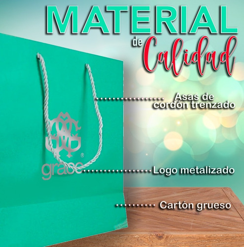 Imagen 3 de 7 de Set 3 Piezas Bolsa De Regalo Mediana Tipo Boutique Grace