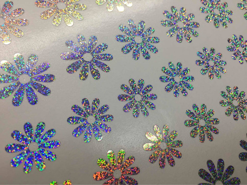 Planilla Vinil Holografico Flores Margaritas Sticker Calcoma