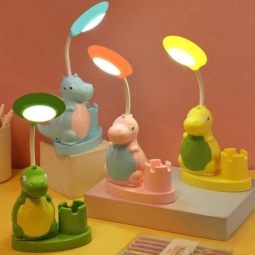 Lámpara De Mesa Infantil En Forma De Dinosaurio Con Luz Led Color De La Estructura Rosa