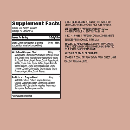 Suplemento Amazon Elements De Vitamina C Para Alimentos Inte