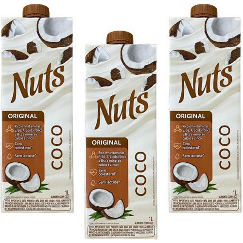 Kit 3 Bebida Amendoa Nuts Coco 1l