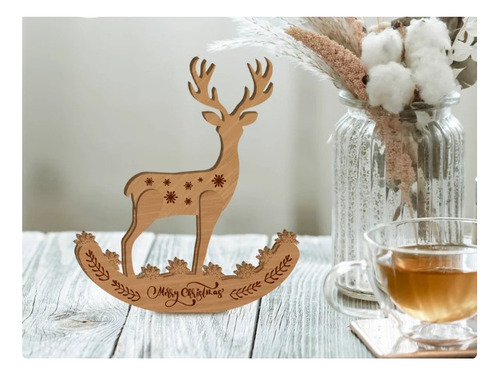 Figura Decorativa Reno Columpio Christmas Navidad En Madera