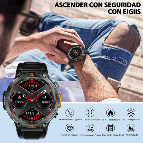 Reloj Inteligente Táctico Eigiis Ke3 Con Linterna Dual