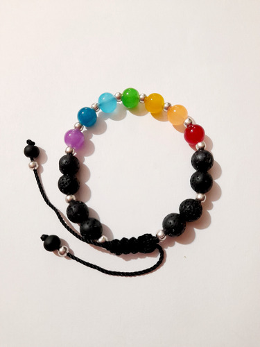 Pulsera De 7 Chakras Con Piedra Volcanica - Regula Energia