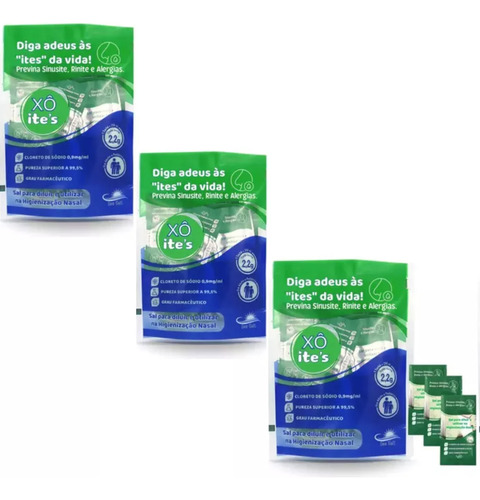Solução Limpeza Nasal Soro Fisiológico Pó Xô Ites Kit C/ 180 Branco