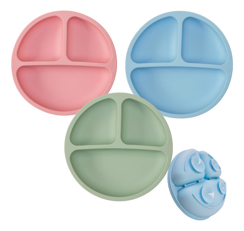 Prato Com Ventosa De Silicone Para Bebês E Criança Buba Cor Azul