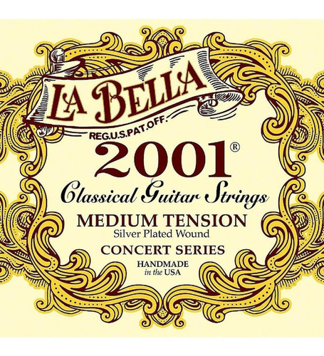 La Bella 2001 Medium/hard Guit. Clasica Nylon Plata/transp.