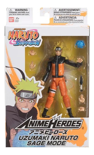 Figura De Acción Bandai Anime Heroes Uzumaki Naruto +3