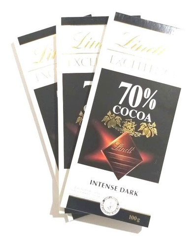 Chocolate Lindt  Intense Dark 70% Cocoa Kit Com 3 Unidades