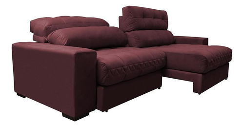 Sofá Retrátil e Reclinável com Molas Ensacadas Cama inBox Master 2,32m Tecido Suede Vinho