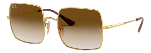 Lentes Solares Ray - Ban Square 1971 Classic Para Mujer Color de la lente Marrón Color del armazón Dorado Diseño Degradada