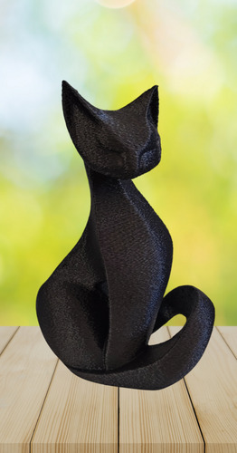 Estatua Decorativa Gato Nórdico Minimalista 18cm Negro