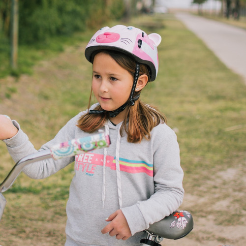 Casco Slp Niños Protección Bicicleta Rollers De Animales Color Rosa Talle M