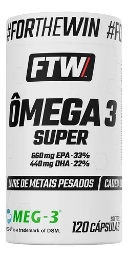 Ômega 3 Super Óleo De Peixe Epa-660mg Dha-440mg Meg-3 Pote 120caps - Ftw Sem Sabor