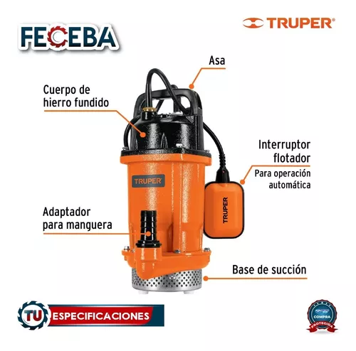 Bomba sumergible de hierro fundido para agua limpia 3/4 HP, Bombas