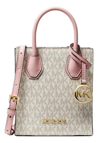 Cartera Crossbody Michael Kors De Cuero Mercer Xs - Beige