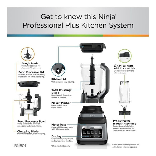Sistema De Cocina Ninja Bn801 Professional Plus 1400w Gris