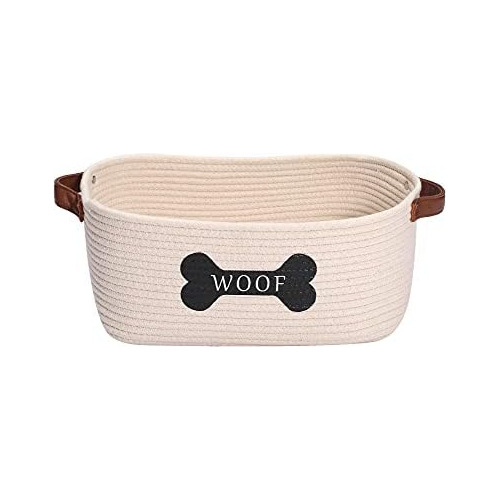 Cotton Rope Dog Toy Basket With Handle, Large Dog Bin, ...