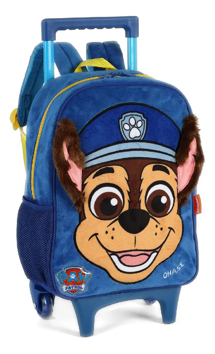 Mochila Escolar Rodinha Patrulha Canina Skye E Chase Pelúcia Cor Azul Ic42012