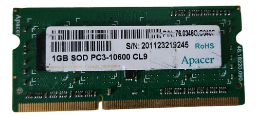 Memoria Ram Apacer Ddr3 1gb Pc3 -10600-cl9 (Usado)