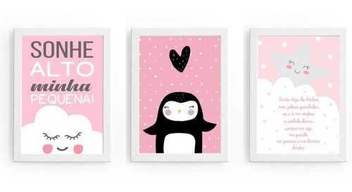 3 Quadros Para Quarto De Menina Infantil Bebe