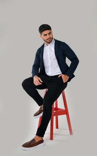 Blazer Masculino Slim Fit Com Elastano
