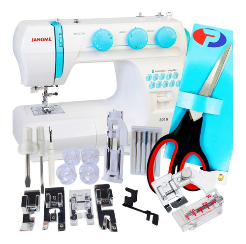 Máquina De Coser Recta Janome 3016 Portable Blanca 220v