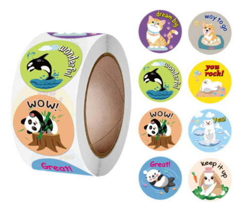 * 500 Pegatinas Redondas De Animales For Decoración, A