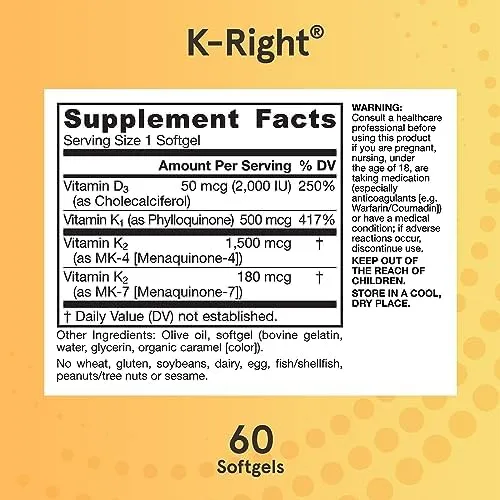 Jarrow Formulas K-right - Complejo De Vitamina K (k1, Mk-4,