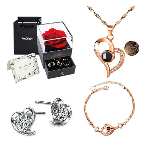 Joyería Para Mujer: Conjunto De Collar, Aretes Y Pulseras Rojo