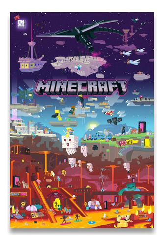 Poster Decorativo 42cm X 30cm A3 Brilhante Minecraft B1