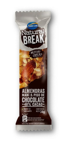 Imagen 1 de 2 de Caja Barra Natural Break Almendras Chocolate X 20u-lollipop