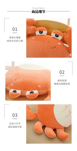 Imagen 4 de 4 de Peluche Almohada Cojín Cangrejo 45cm