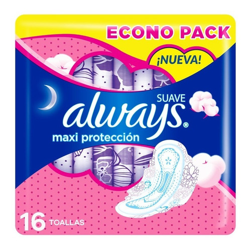 Toallitas Femeninas Always Suave Maxi Protección 16 Un