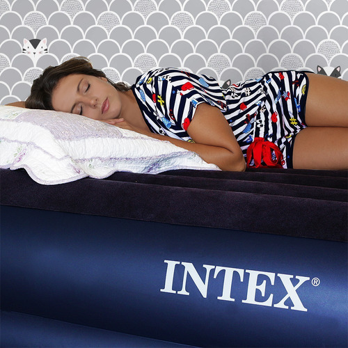Colchon Inflable Uno 1 Plaza Dura Beam Standar Camping Intex Color Azul