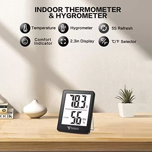 DOQAUS Higrómetro digital para interiores, medidor de humedad, termómetro  de habitación con actualización rápida de 5 segundos, monitor de humedad y