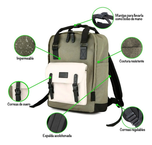 Imagen 4 de 9 de Mochila Himawari Retro 1010 Xl.