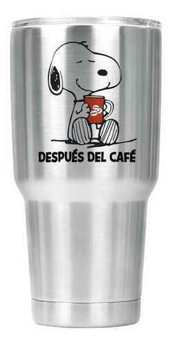 Termo Metálico Snoopy Antes Del Café , Después Del Café Meme