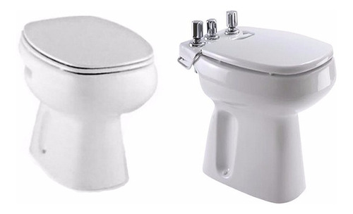 Combo Baño Roca Mónaco Inodoro Corto + Bidet Blanco