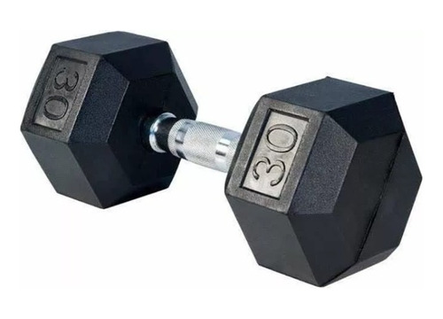 Mancuernas Hexagonal Par 30lb De Acero Y Caucho Color Negro