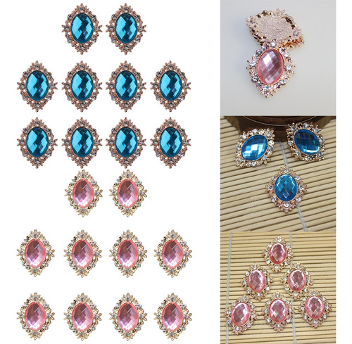 10pcs Rhinestone Flat Back Beads Button Scrapbook Embellment
