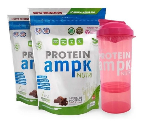 Imagen 1 de 5 de Ampk Protein - Proteína Vegana (pack X 2) + Shaker Vaso
