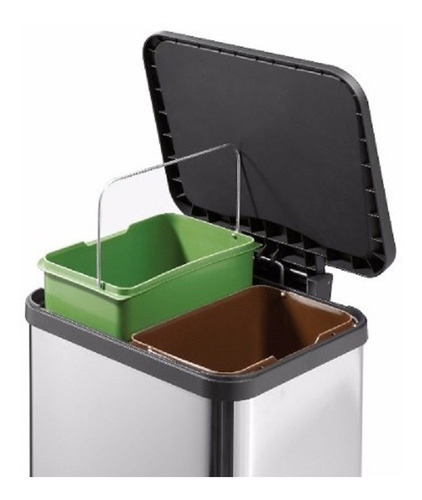 Imagen 2 de 5 de Cesto Residuos Oko Duo Plus M 2x9 Lt. Hailo Negro