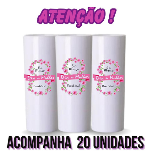 Copo Personalizado Evento Mulher 20 Unid Rápido Cor Branco