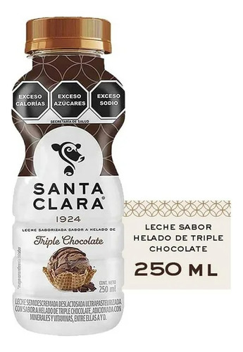 6 Pz Leche Santa Clara Sabor Helado Triple Chocolate 250ml