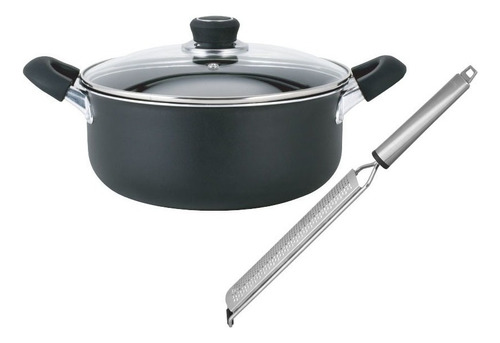 Cacerola Olla Teflon Antiadherente 24 Cm Hudson Tapa Vidrio