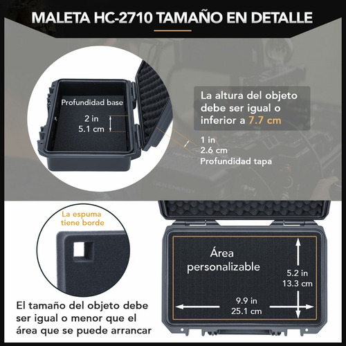 Maletín Estuche Con Espuma Lykus Hc-2710, Int. 27x16x8 Cm Color Negro