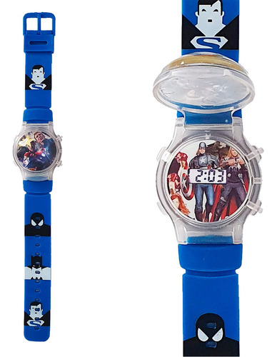 Reloj Niños Digital Luces Tapa Infantil Capitan America 3d